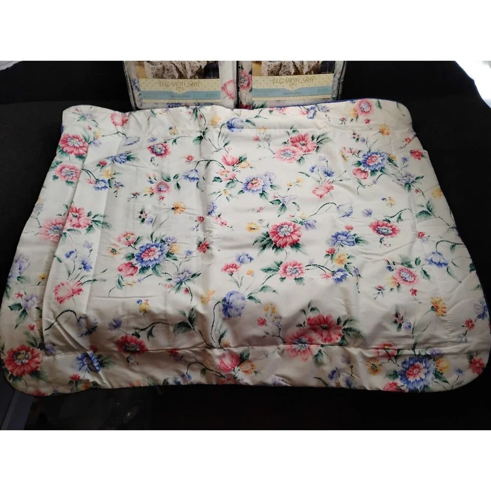 3 Elizabeth Gray Standard Pillow Sham Summer Dream Pattern Floral w Piping Trim